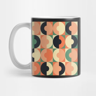 Retro Square and Circle Tile Green Black and Blush Mug